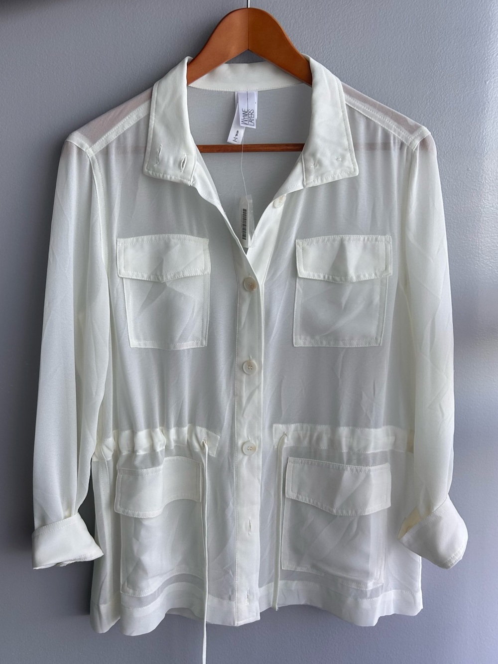 Women’s White Sheer Button-Down Utility Shirt - Unbranded
